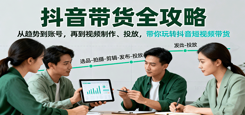 抖音带货全攻略：从趋势到账号，再到视频制作、投放，带你玩转抖音短视频带货-hl998