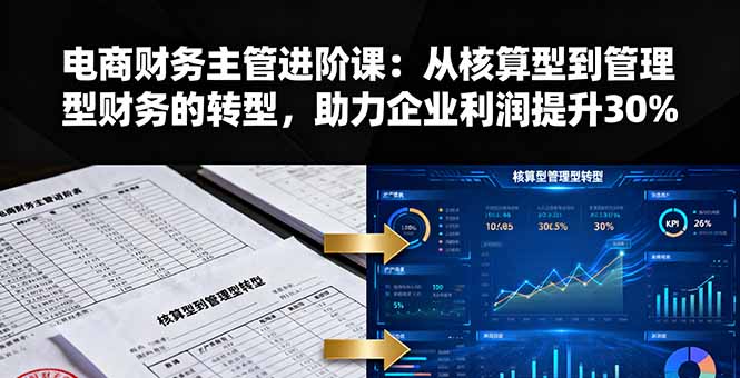 电商财务主管进阶课：从核算型到管理型财务的转型，助力企业利润提升30%-hl998