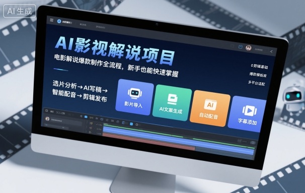 AI影视解说项目，电影解说爆款制作全流程，新手也能快速掌握-hl998