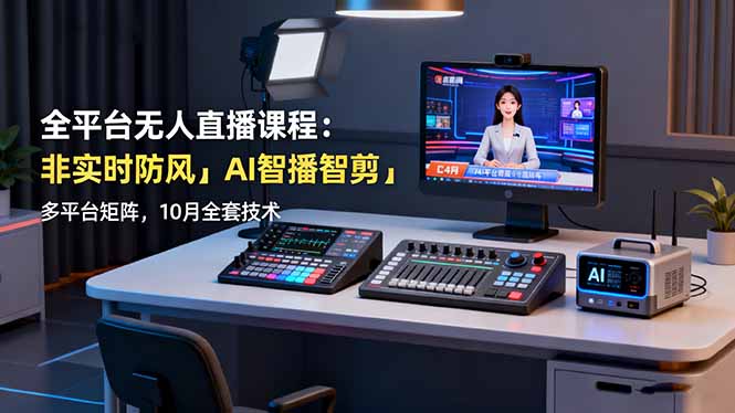 全平台无人直播课程：非实时防风＋AI智播智剪＋多平台矩阵，10月全套技术-hl998