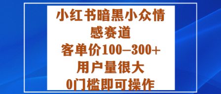 小红书暗黑小众情感赛道，客单价100-300+用户量很大，0门槛即可操作-hl998