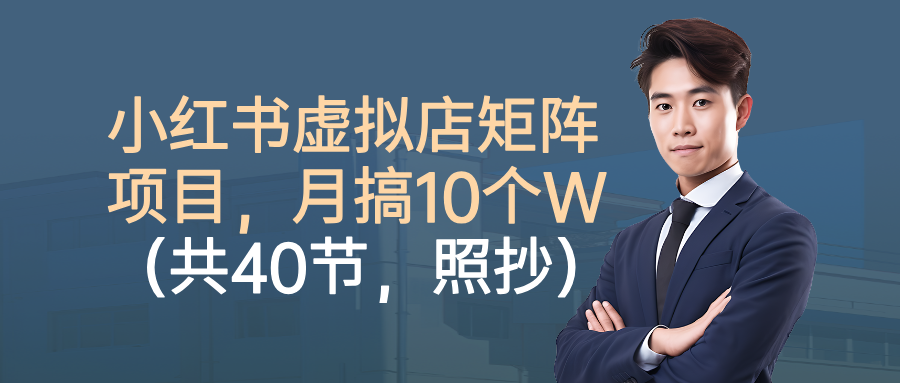 小红书虚拟店矩阵项目，月搞10W(共40节，照抄照做)-hl998