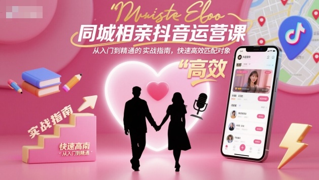 同城相亲抖音运营课，从入门到精通的实战指南，快速高效匹配对象-hl998