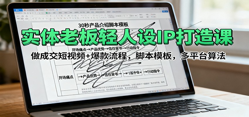 实体老板轻人设IP打造课：做成交短视频+爆款流程，脚本模板，多平台算法-hl998