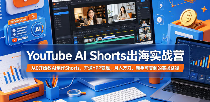 YouTube AI Shorts出海实战营，从0开始教AI制作Shorts，开通YPP变现，月入万刀，新手可复制的实操路径-hl998