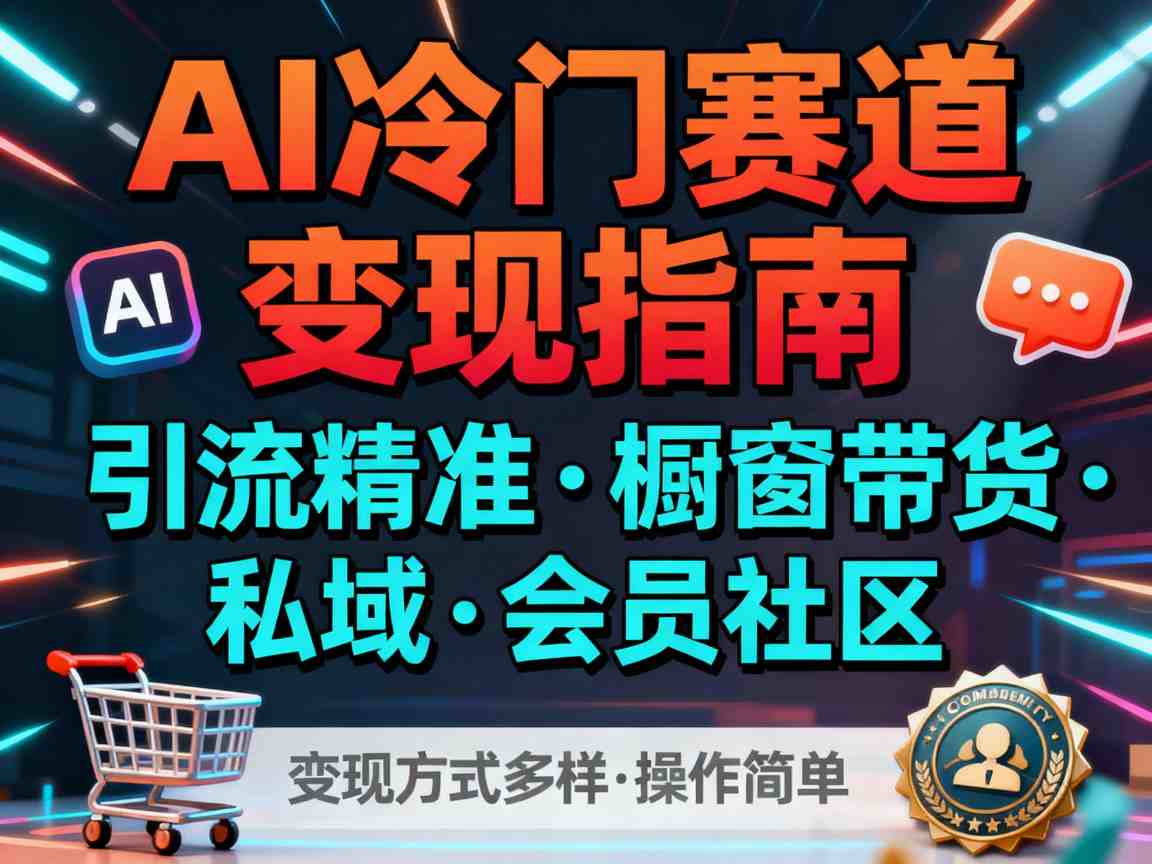 AI冷门赛道，引流精准，橱窗带货+私域+会员社区，变现方式多样，操作简单-hl998