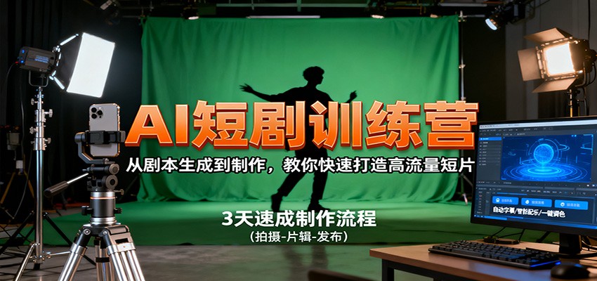 AI短剧训练营，从剧本生成到制作，教你快速打造高流量短片-hl998
