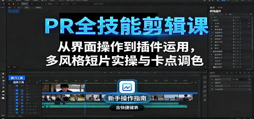 PR全技能剪辑课：从界面操作到插件运用，多风格短片实操与卡点调色-hl998