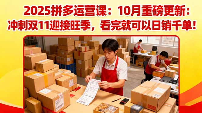 2025拼多多运营课：10月重磅更新：冲刺双11迎接旺季，看完就可以日销千单-hl998