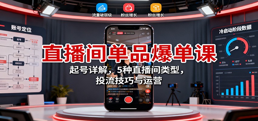 直播间单品爆单课：起号详解，5种直播间类型，投流技巧与运营-hl998