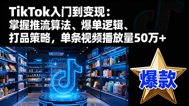 TikTok入门到变现：掌握推流算法、爆单逻辑、打品策略，单条视频播放量50w-hl998