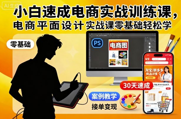 小白速成电商实战训练课，电商平面设计实战课零基础轻松学-hl998