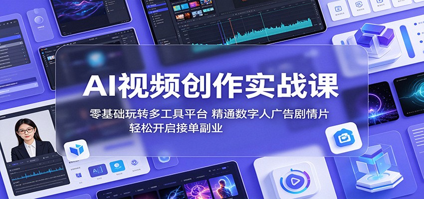 AI视频创作实战课：零基础玩转多工具平台，精通数字人广告、剧情片，轻松开启接单副业-hl998