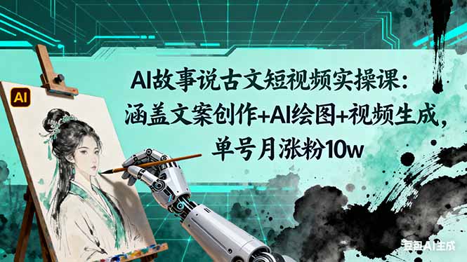 AI故事说古文短视频实操课：涵盖文案创作+AI绘图+视频生成，单号月涨粉10w-hl998