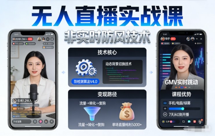 宝子哥无人直播实战课，非实时防风技术，聚焦抖音快手等平台直播带货，轻松开启直播变现之路(更新2026年5月29日)-hl998