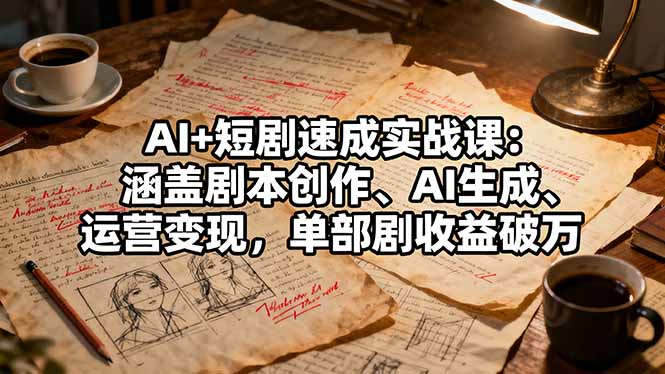 AI+短剧速成实战课：涵盖剧本创作、AI生成、运营变现，单部剧收益破万-hl998