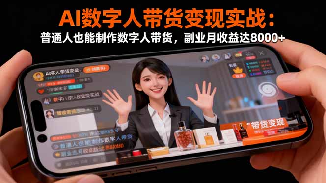 AI数字人带货变现实战：普通人也能制作数字人带货，副业月收益达8000+-hl998