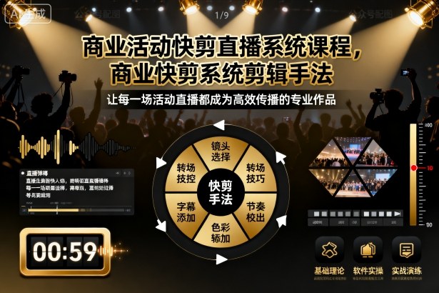 商业活动快剪直播系统课程，商业快剪系统剪辑手法-hl998