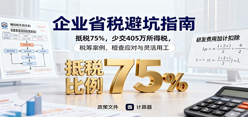 企业省税避坑指南：抵税75%，少交405万所得税，税筹案例，稽查应对与灵活用工-hl998