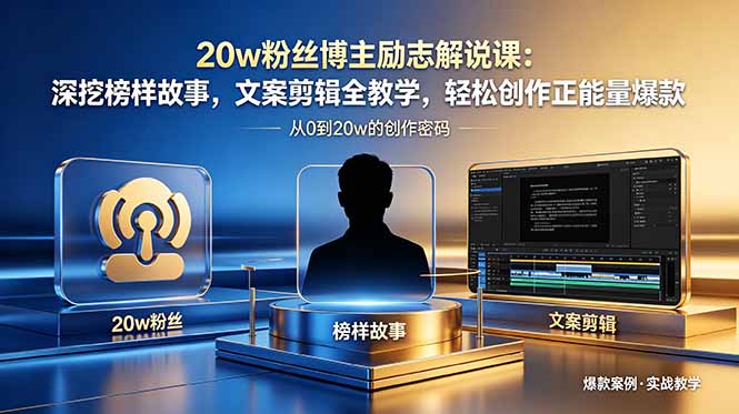 20w粉丝博主励志解说课：深挖榜样故事，文案剪辑全教学，轻松创作正能量爆款-hl998