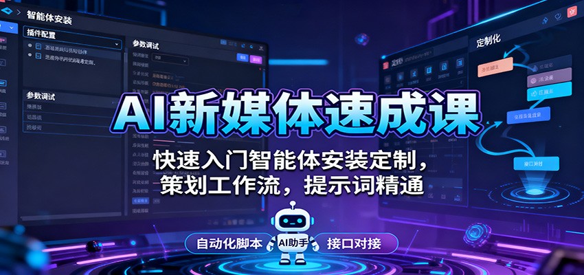 AI新媒体速成课：快速入门智能体安装定制，策划工作流，提示词精通-hl998