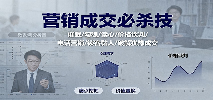 营销成交必杀技：催眠/勾魂/读心/价格谈判/电话营销/锁客黏人/破解犹豫成交-hl998