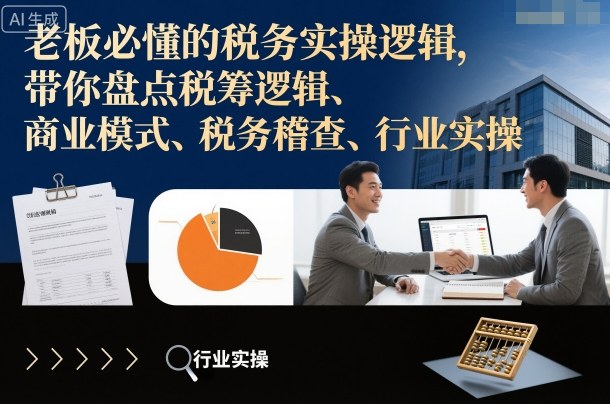 老板必懂的税务实操逻辑，带你盘点税筹逻辑、商业模式、税务稽查、行业实操-hl998