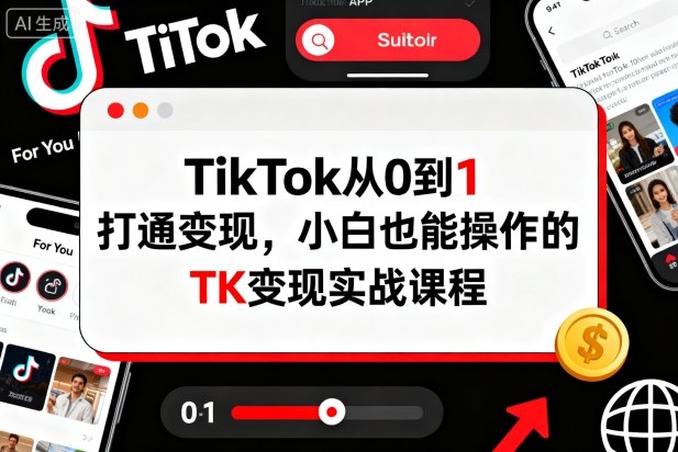 TikTok从0到1打通变现，小白也能操作的TK变现实战课程-hl998