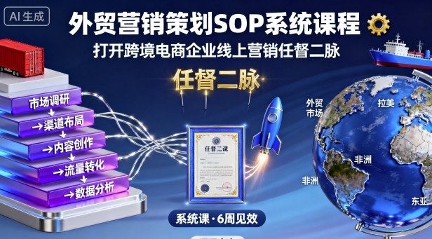 外贸营销策划SOP系统课程，打开跨境电商企业线上营销任督二脉-hl998