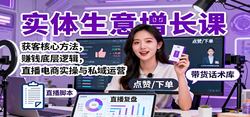 实体生意增长课：获客核心方法，赚钱底层逻辑，直播电商实操与私域运营-hl998