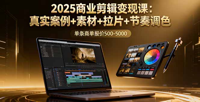 2025商业剪辑变现课：真实案例+素材+拉片+节奏调色，单条商单报价500-5000-hl998