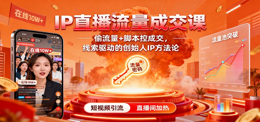 IP直播流量成交课：偷流量+脚本控成交，线索驱动的创始人IP方法论-hl998