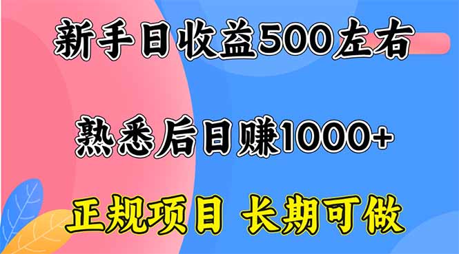 新手日收益500+ 正规项目 长期可做-hl998
