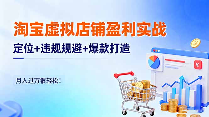 淘宝虚拟店铺盈利实战：定位+违规规避+爆款打造，月入过万很轻松！-hl998