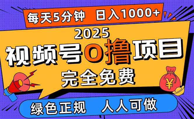 2025视频号0撸项目，5分钟一个号，日入1000+，人人可做-hl998