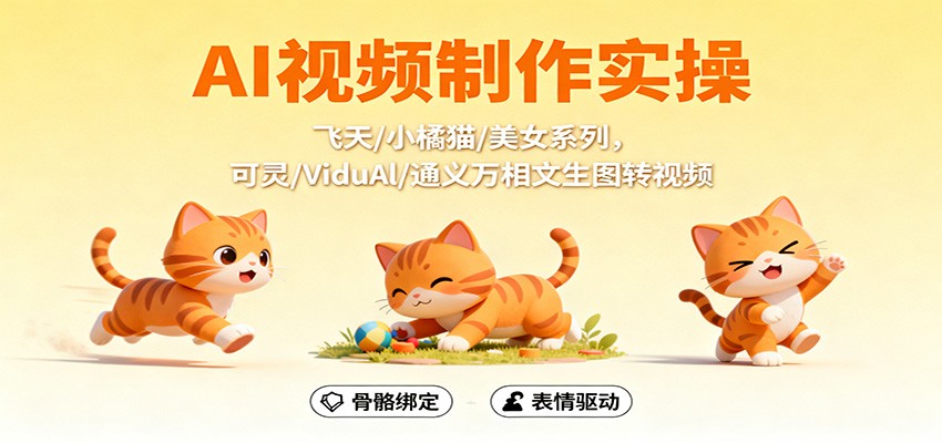 AI视频制作实操，飞天/小橘猫/美女系列，可灵/ViduAl/通义万相文生图转视频-hl998