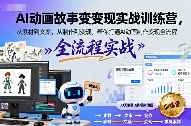 AI动画故事变现实战训练营，从素材到文案，从制作到变现，帮你打通AI动画制作变现全流程-hl998
