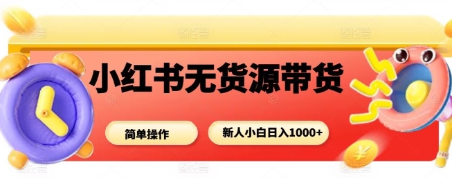 小红书无货源带货项目，简单无脑，新人小白日入多张-hl998