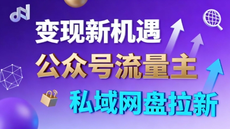 公众号流量主+私域网盘拉新，多方式变现，简单易上手，当天就有收益-hl998