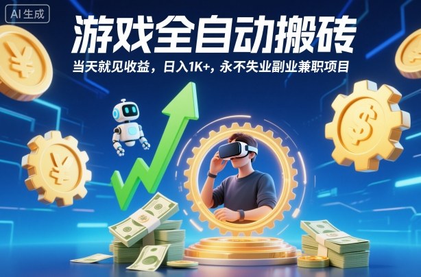 游戏全自动搬砖，当天就见收益，日入1K+，永不失业副业兼职项目【揭秘】-hl998
