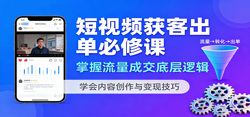 短视频获客出单必修课：掌握流量成交底层逻辑，学会内容创作与变现技巧-hl998