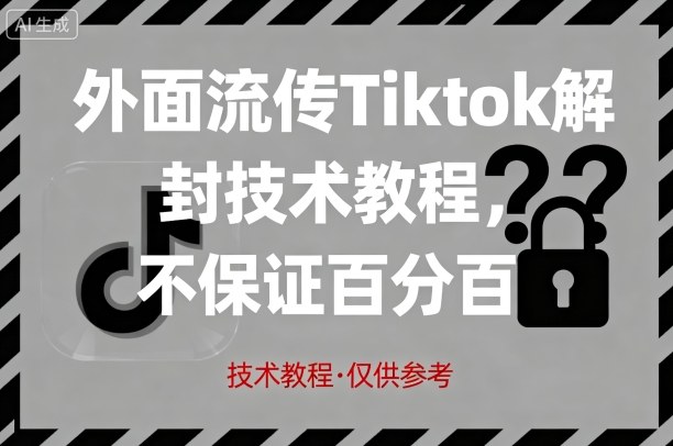 外面流传Tiktok解封技术教程，不保证百分百，具体自测-hl998