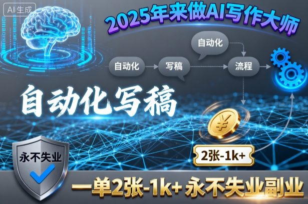 2025年来做AI写作大师，自动化写稿，一单2张-1k+，永不失业副业-hl998