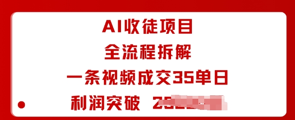 AI收徒项目全流程拆解一条视频成交35单日利润突破1k+-hl998