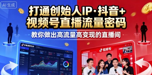 25年直播9-10两期线下课，打通创始人IP，抖音+视频号直播流量密码，教你做出高流量高变现的直播间-hl998