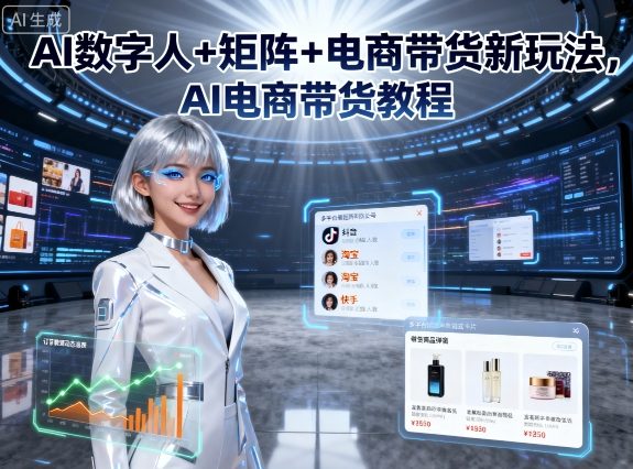 AI数字人+矩阵+电商带货新玩法，AI电商带货教程-hl998