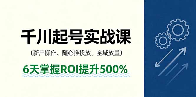 抖音千川起号实战课，新户操作,随心推投放,全域放量，6天掌握ROI提升500%-hl998