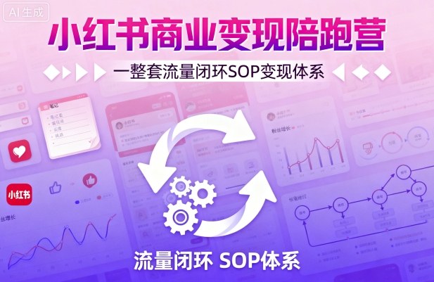 小红书商业变现陪跑营，轻IP矩阵 私域获客 聚光投流，一整套流量闭环SOP变现体系-hl998