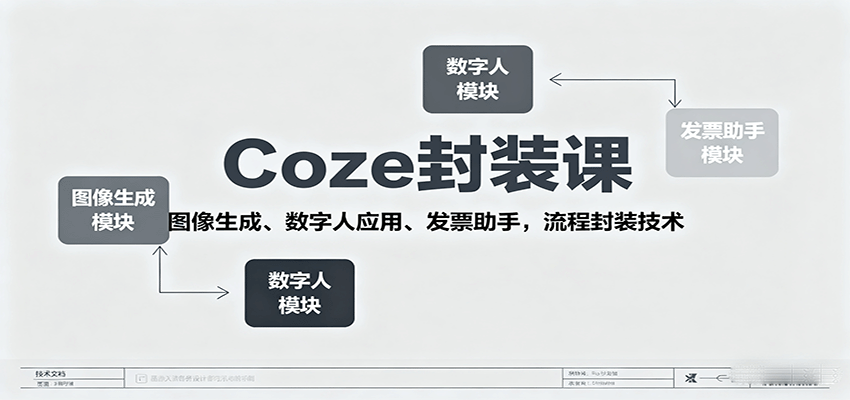Coze封装课，图像生成、数字人应用、发票助手，流程封装技术-hl998