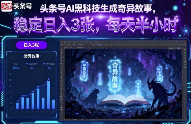 头条号AI黑科技生成奇异故事，稳定日入3张，每天半小时-hl998